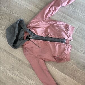 Pink and Gray Hooded Jacket
